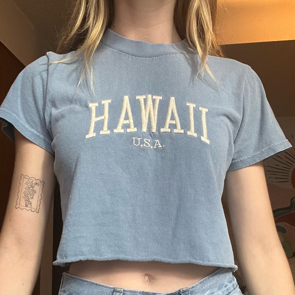 Blue “Hawaii USA” Brandy Melville Crop Top